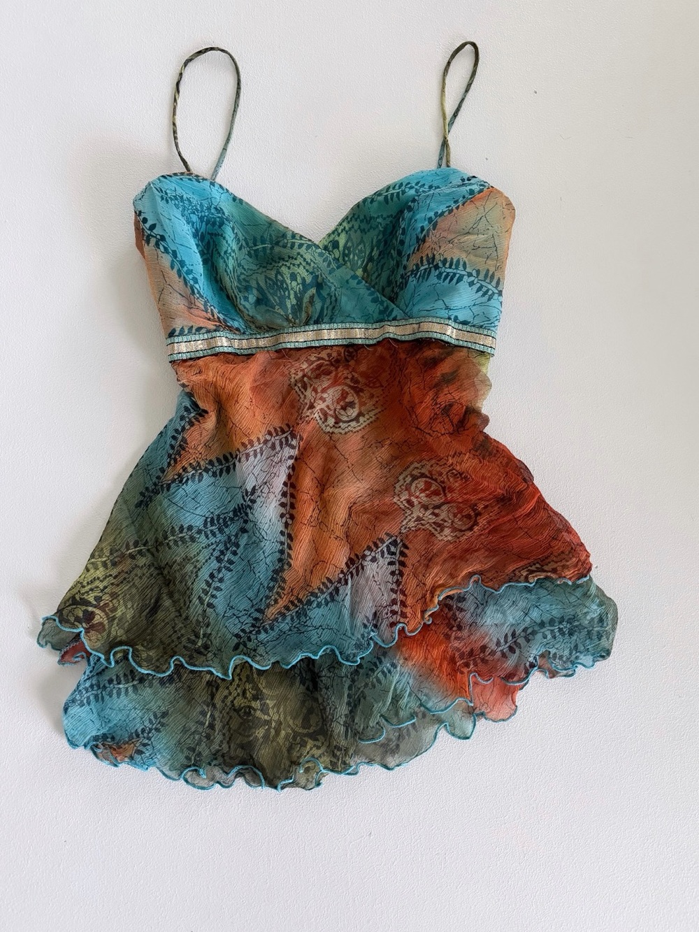 Vintage Silk Fairy Floral Babydoll Top